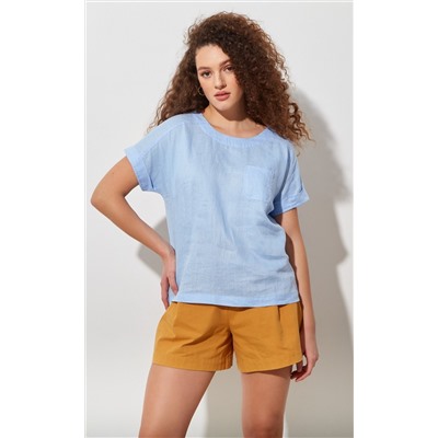 Блузка лен F212-1130 pale blue