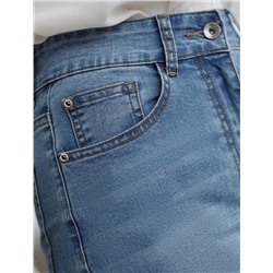 Джинсы мом фит из эластичного плотного денима