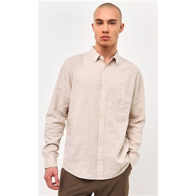 Рубашка д/р лен F111-0450-1 beige