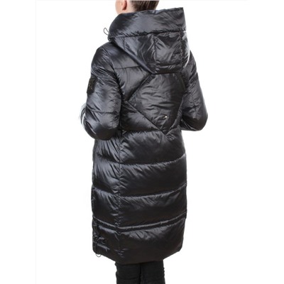 9106 BLACK Пальто зимнее женское  FLOWEROVE (200 гр. холлофайбера)