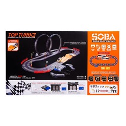 УЦЕНКА Автотрек TOP TURBO, с 2 машинами 1:43, длина 560 см, работает от сети