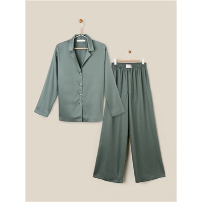 Пижама женская (рубашка, брюки) SL HOME Tensel Home, зелёная