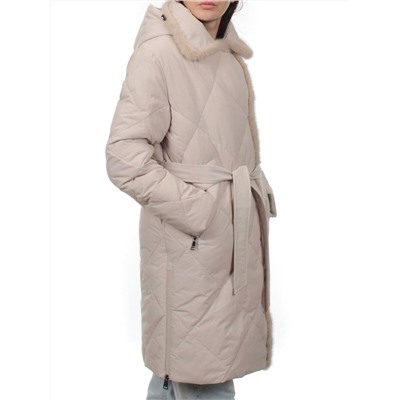 309 BEIGE Пальто зимнее стеганое женское (200 гр. холлофайбер, натуральная норка)
