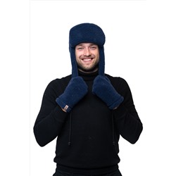 Шапка ушанка меховая цвет Индиго