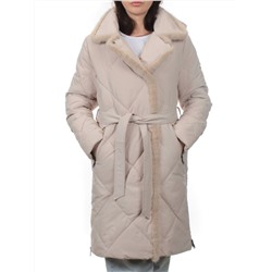 309 BEIGE Пальто зимнее стеганое женское (200 гр. холлофайбер, натуральная норка)