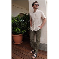Рубашка к/р лен F111-0451 beige