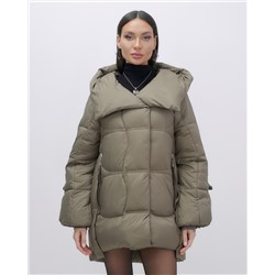 Куртка зимняя женская с большим капюшоном модная коричневого цвета 7739K