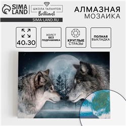 Алмазная мозаика с полным заполнением на холсте «Волки», 30 х 40 см