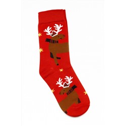 Носки НГ р.40-45 "Happy NY" Олень на красном