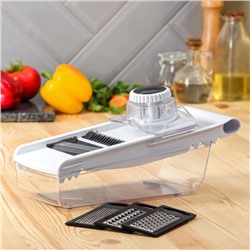 Тёрка - слайсер с контейнером Magistro Vegan pro, 5 насадок, 31.8×13.7×9 см, чёрно-белая