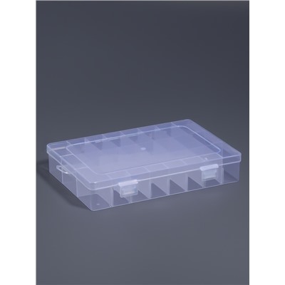 Органайзер для хранения мелочей, передвижные ячейки, 24 ячейки, 19.5×13.5×3.5 см, прозрачный