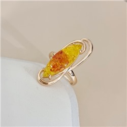 Кольцо 18 р ювелирная бижутерия коллекция "Дубай", покрытие позолота, вставка: пластик, цвет: янтарный, арт.414.737-18