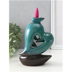 Подставка для благовоний TAKE IT EASY «Сердце», набор благовоний конусы, стелющийся дым, зелёное, 13×9×16 см