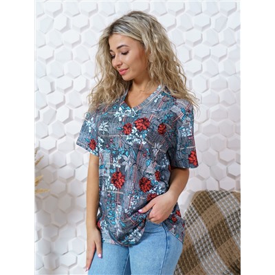 38ф футболка"терракотовые цветы"