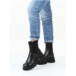 01-BE22B-4A BLACK Ботинки демисезонные женские (натуральная кожа, байка)