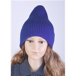 43  Шапка "Тыковка" люрекс с отворотом одинарная Ярко-синий/шт