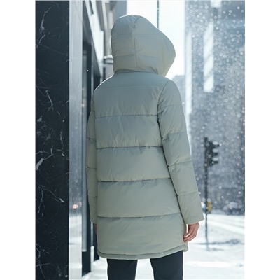 Куртка зимняя женская с капюшоном модная салатового цвета 3193Sl