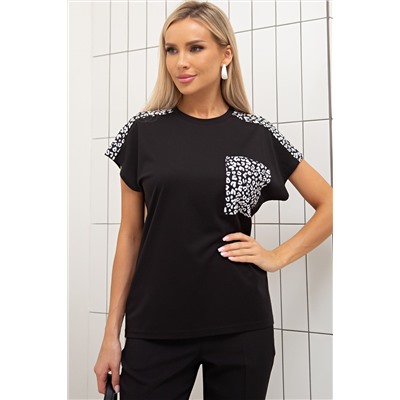 Блузка трикотажная чёрная с накладным карманом Брилити №1