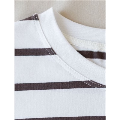 Лонгслив в полоску с принтом из премиального хлопка с эластаном