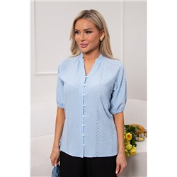 Блузка голубая из полотна шитьё Гиацинт №2