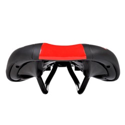 Седло велосипедное MTB COMIRON VINGEGAARD M049 270X140, Технологии: DW, ED. Верх: PU принтованный глянец, Цвет: Чёрный+Красный  /уп 40/
