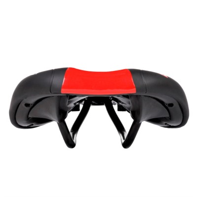 Седло велосипедное MTB COMIRON VINGEGAARD M049 270X140, Технологии: DW, ED. Верх: PU принтованный глянец, Цвет: Чёрный+Красный  /уп 40/