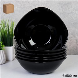 Набор суповых квадратных тарелок 6 штук 500 мл Черный цвет / BNFW65 (Black) /уп 12/