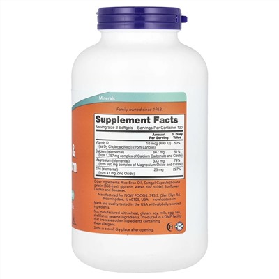 NOW Foods, кальций и магний, 240 мягких таблеток