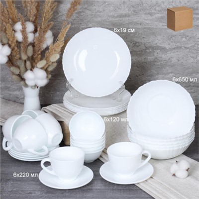 Столовый набор 30 предметов Классика с розетками / GB220/12 (WHITE) /уп 1