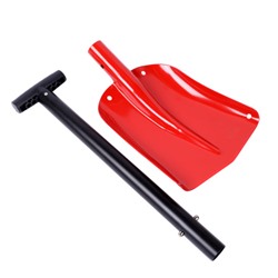 Лопата лавинная алюминиевая ИРЕМЕЛЬ СНЕГОВИК IR124 односекционная, T-образная рукоять, длина 70см, лезвие 28х21см, чёрно-красная/уп10