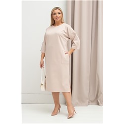 Светло-бежевое платье с поясом Оливер №1