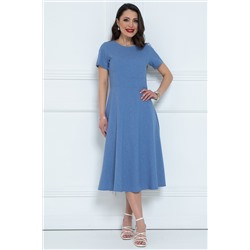 Платье голубое в мелкий горошек