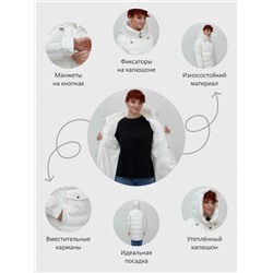 Куртка зимняя женская с капюшоном модная белого цвета 7341Bl