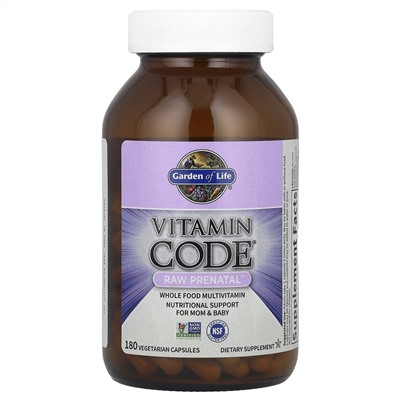 Garden of Life, Vitamin Code®, RAW Prenatal ™, 180 вегетарианских капсул