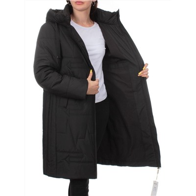 1073 BLACK Пальто зимнее облегченное женское (холлофайбер 150 гр.)