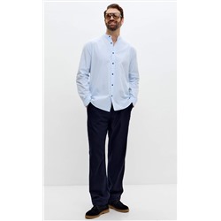 Рубашка д/р лен F511-0480 l.blue