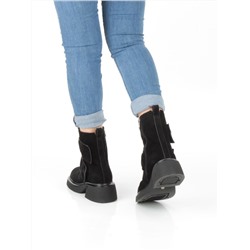 04-M3-HSM711 BLACK Ботинки зимние женские (натуральная замша, натуральный мех)