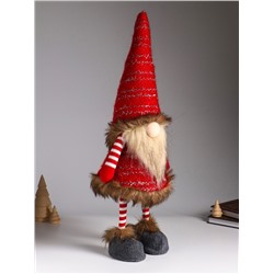 Интерьерная кукла текстильная «Гном в красных гетрах и кафтане», на пружине, 20×18×55 см