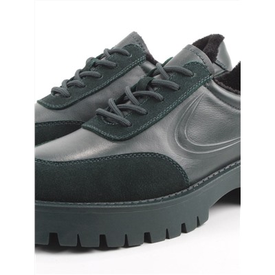 03-XKL23-170R GREEN Полуботинки утепленные женские (натуральная кожа, натуральная замша, байка)