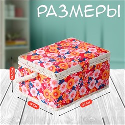 Шкатулка для рукоделия и шитья «Японский сад», хранение ниток, иголок, мелочи, 19х26х14,5 см