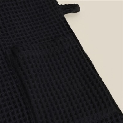 Халат вафельный женский SL HOME: Boho «Дарк Маре», хлопок 100%, чёрный