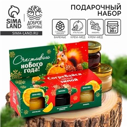 Набор «Согревайся этой зимой» 2 крем-мёда и варенье с шишками 3 х 30 г