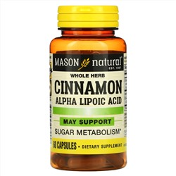 Mason Natural, корица с альфа-липоевой кислотой, 60 капсул
