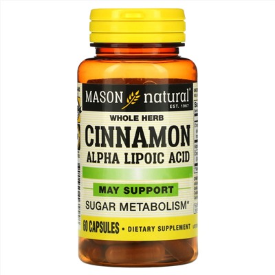 Mason Natural, корица с альфа-липоевой кислотой, 60 капсул