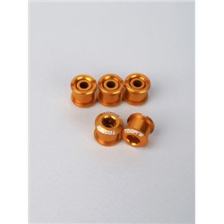 Бонки алюминиевые TOOPRE CN-02 12х12х9.6mm болт + гайка 8.5мм высота для крепления передних звёзд к системе шатунов. Набор 5 штук. Золотой