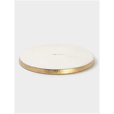 Блюдо фарфоровое сервировочное с бортиком Magistro Poursephona, d=25.5 см, бежевый