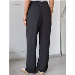 Прямые трикотажные брюки на резинке из футера двухнитки эластичные