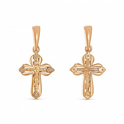 Крест с фианитом позолоченный серебро 925*