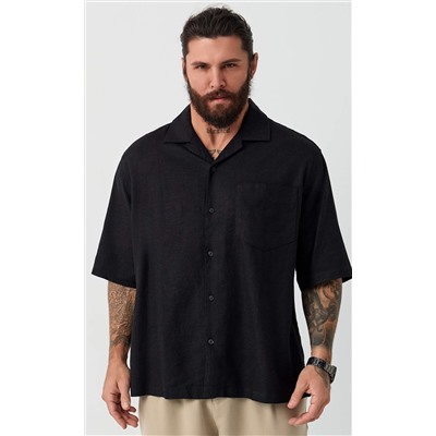 Рубашка к/р лен F611-0423 black