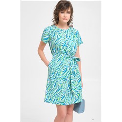 Платье голубое с коротким рукавом